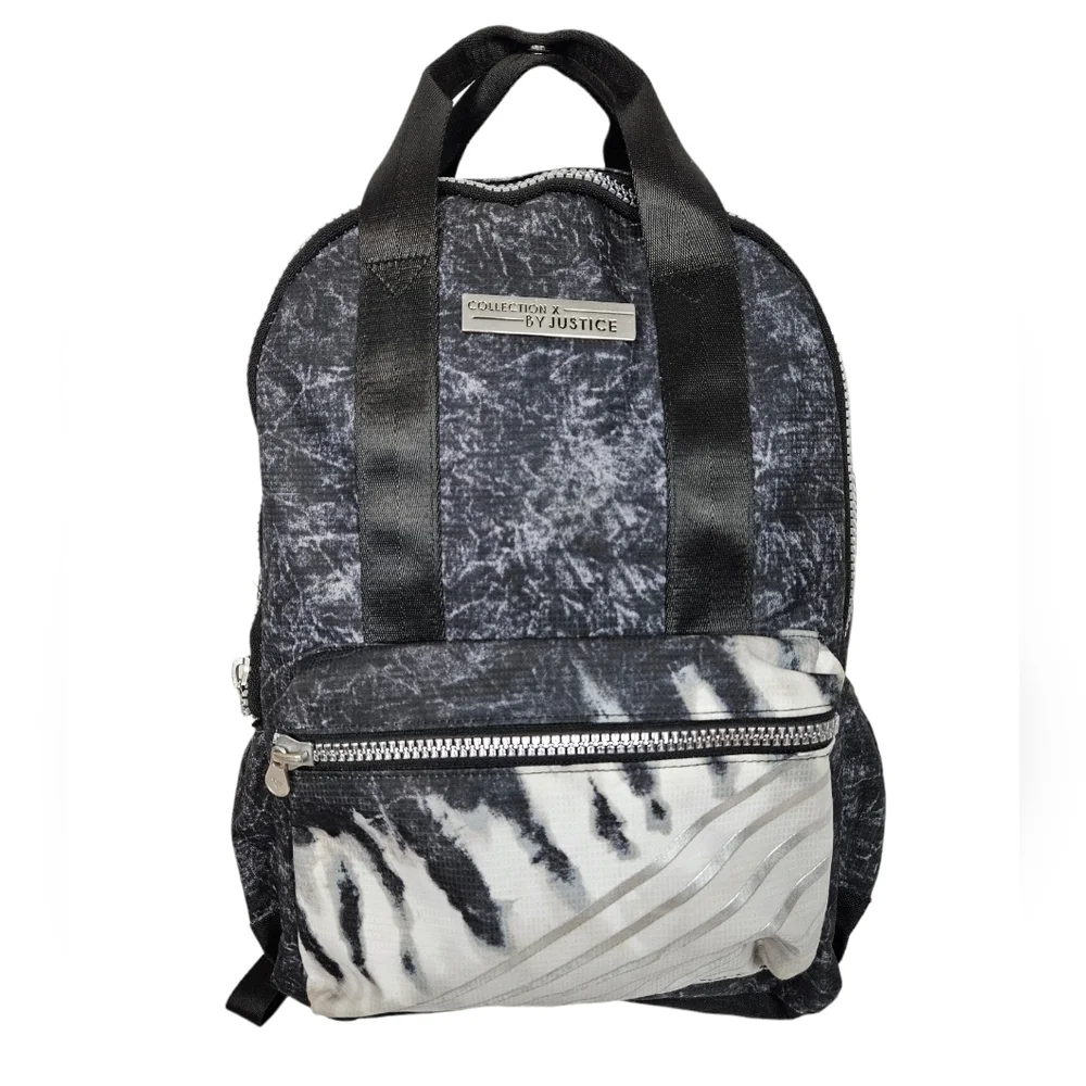 Justice Collection X Black & White Tie Dye Large Backpack‎ Girls